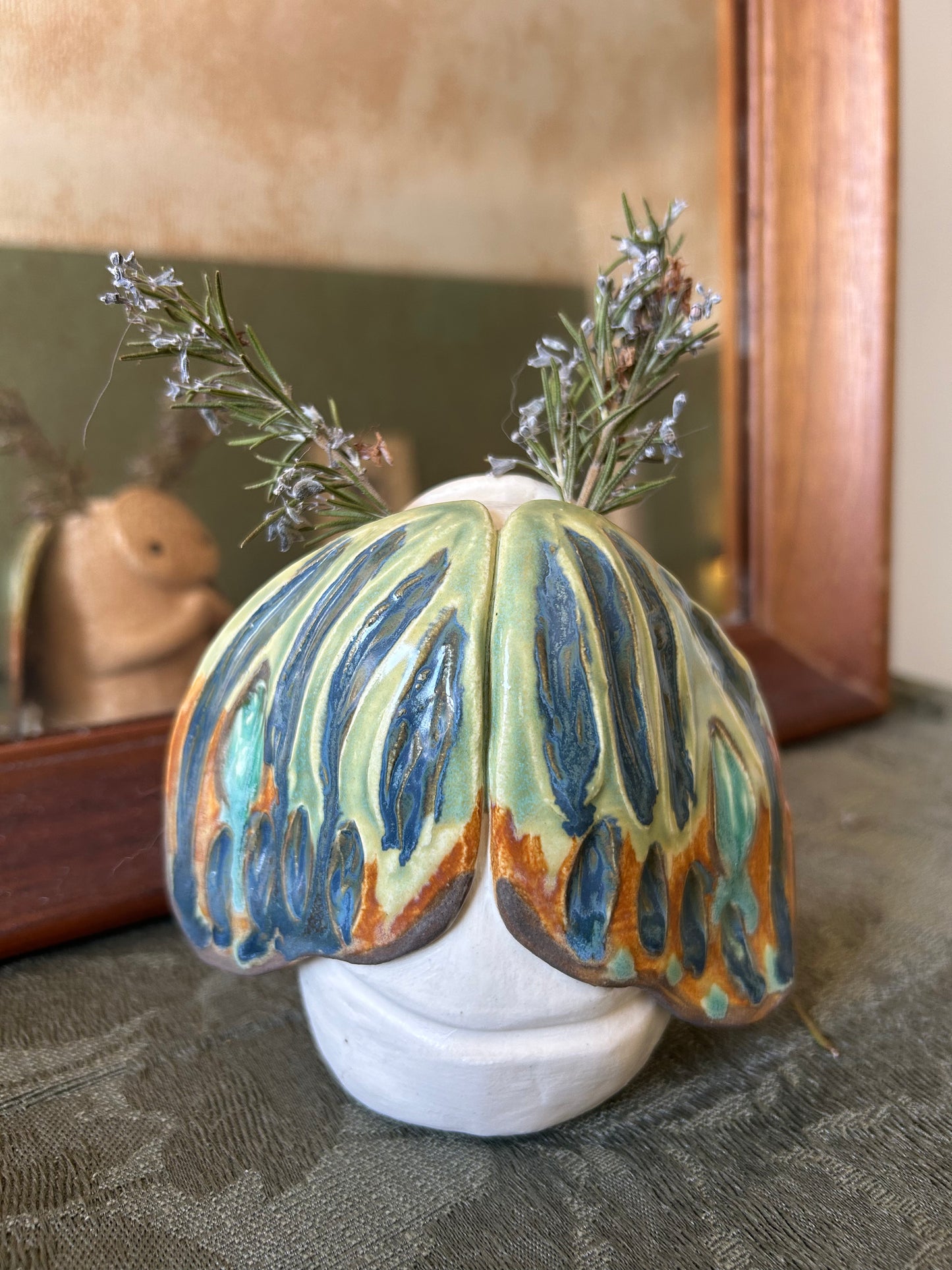 Moth Vase Green Wings