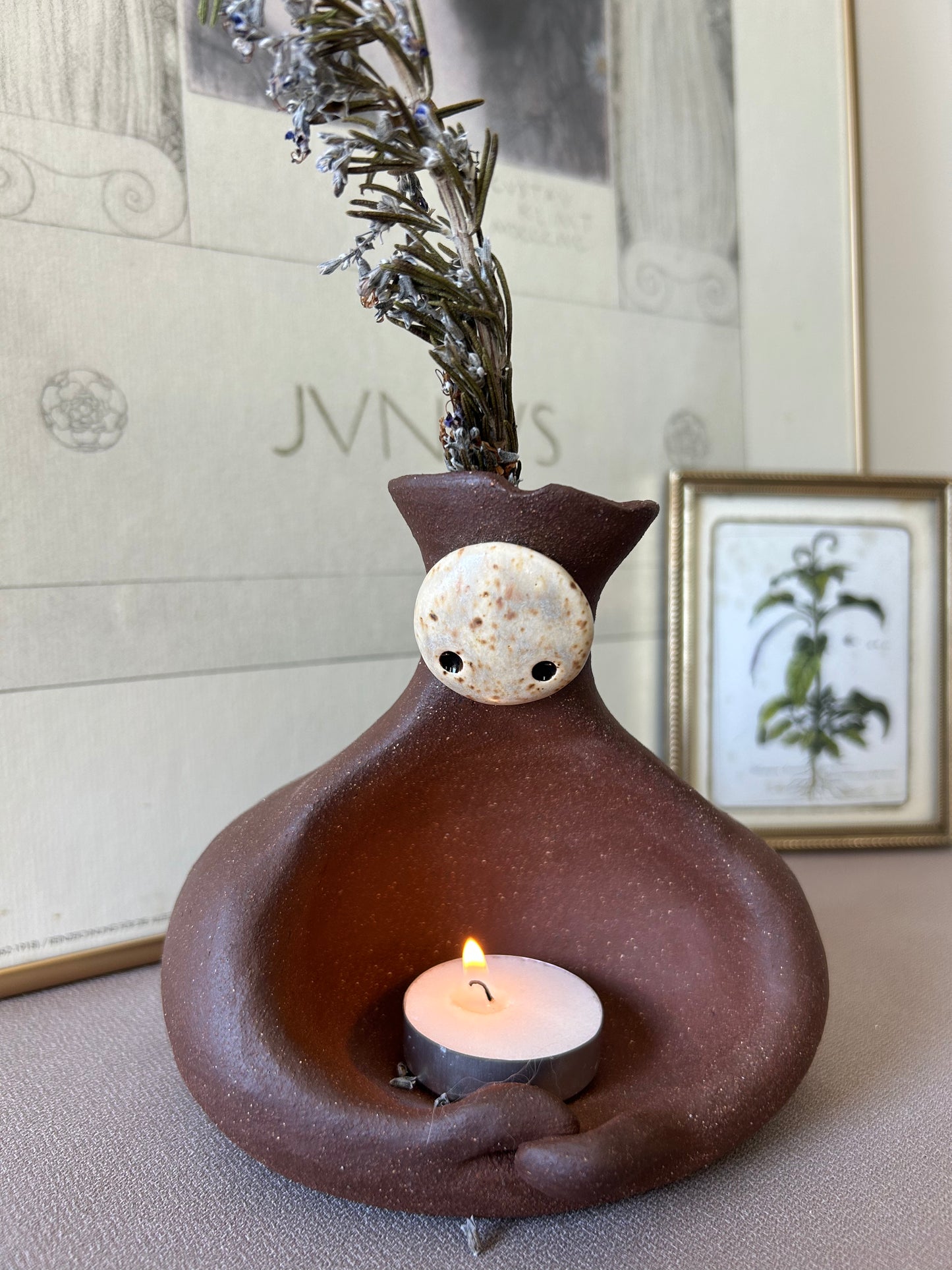 Moon Vase Brown Clay