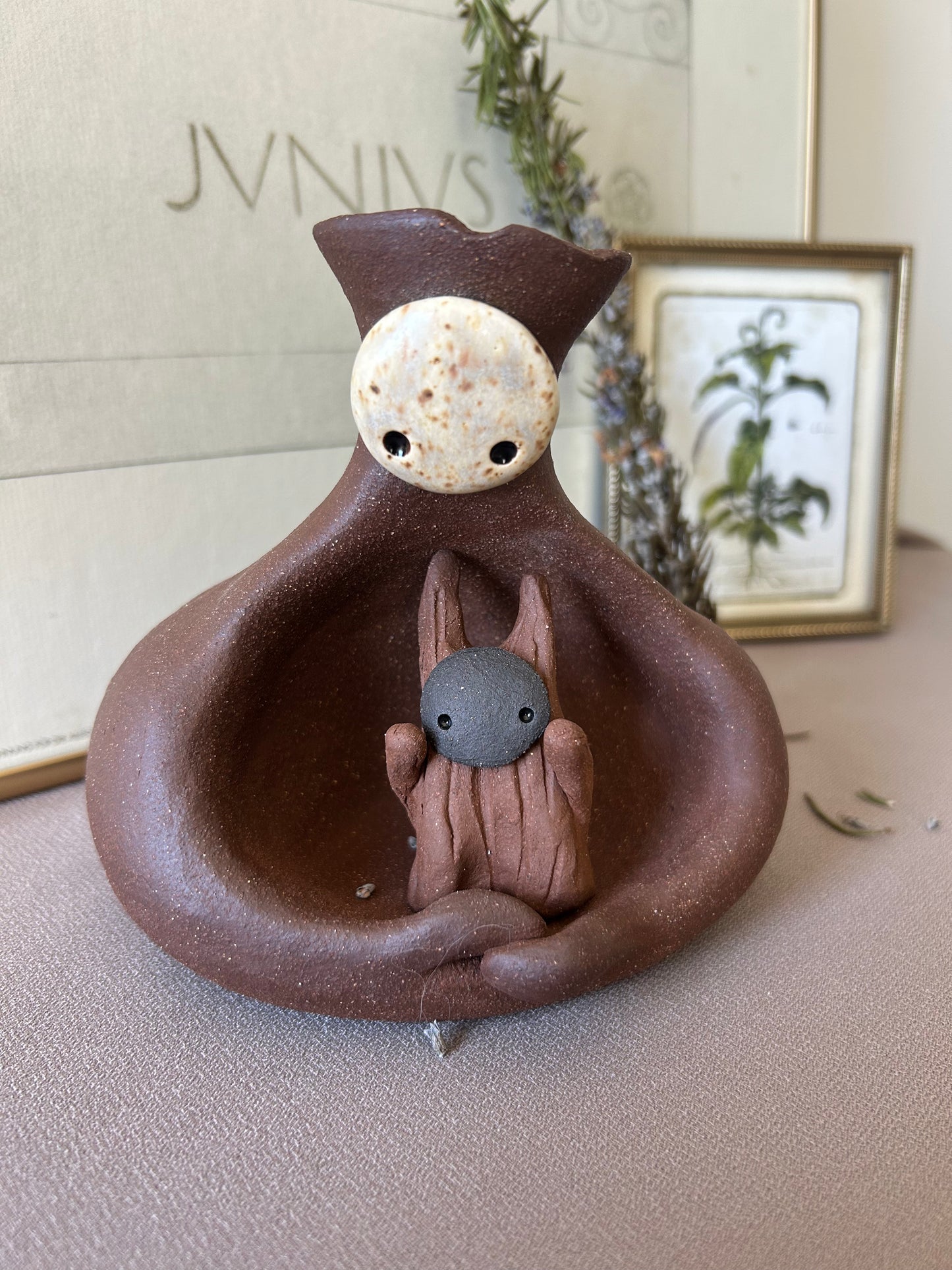 Moon Vase Brown Clay