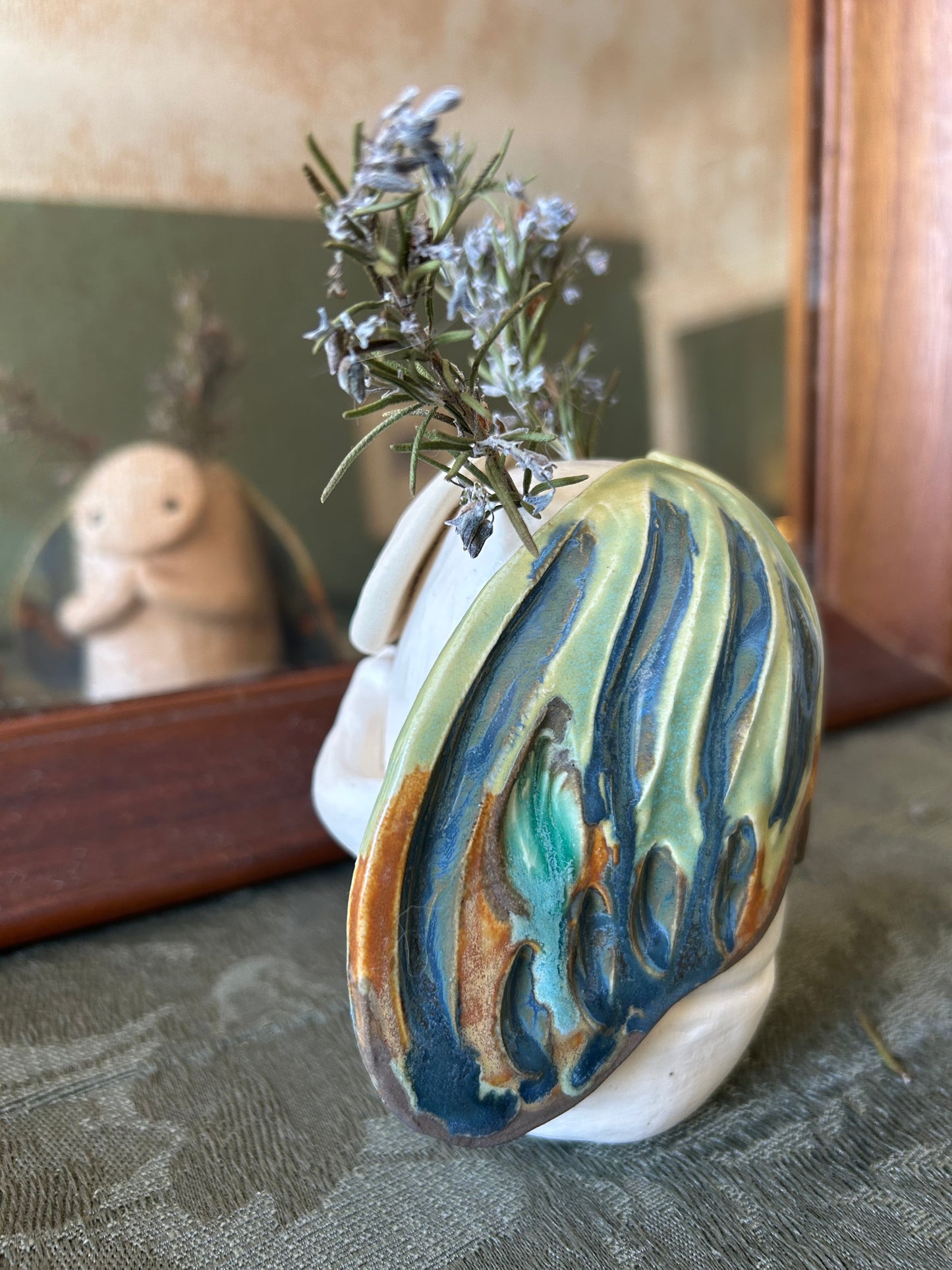 Moth Vase Green Wings