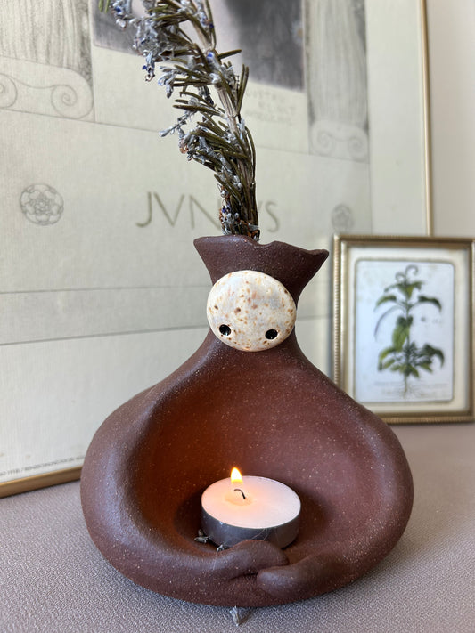 Moon Vase Brown Clay