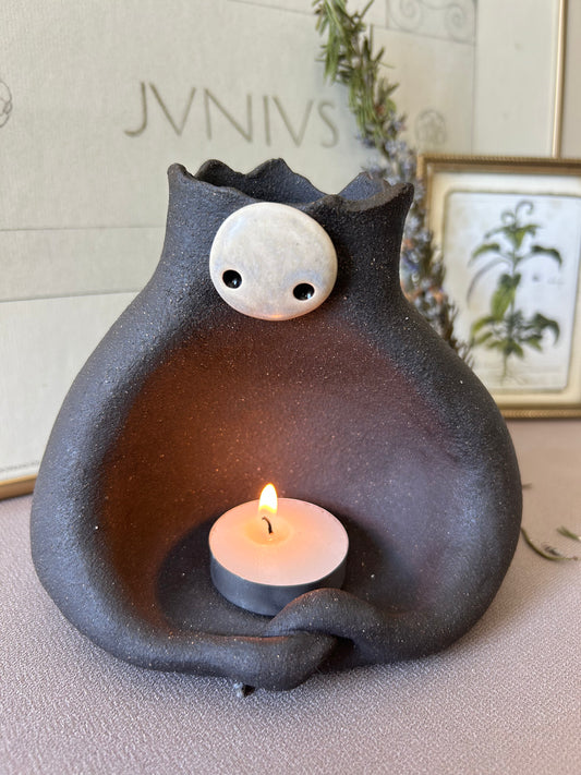 Moon Vase Charcoal Clay