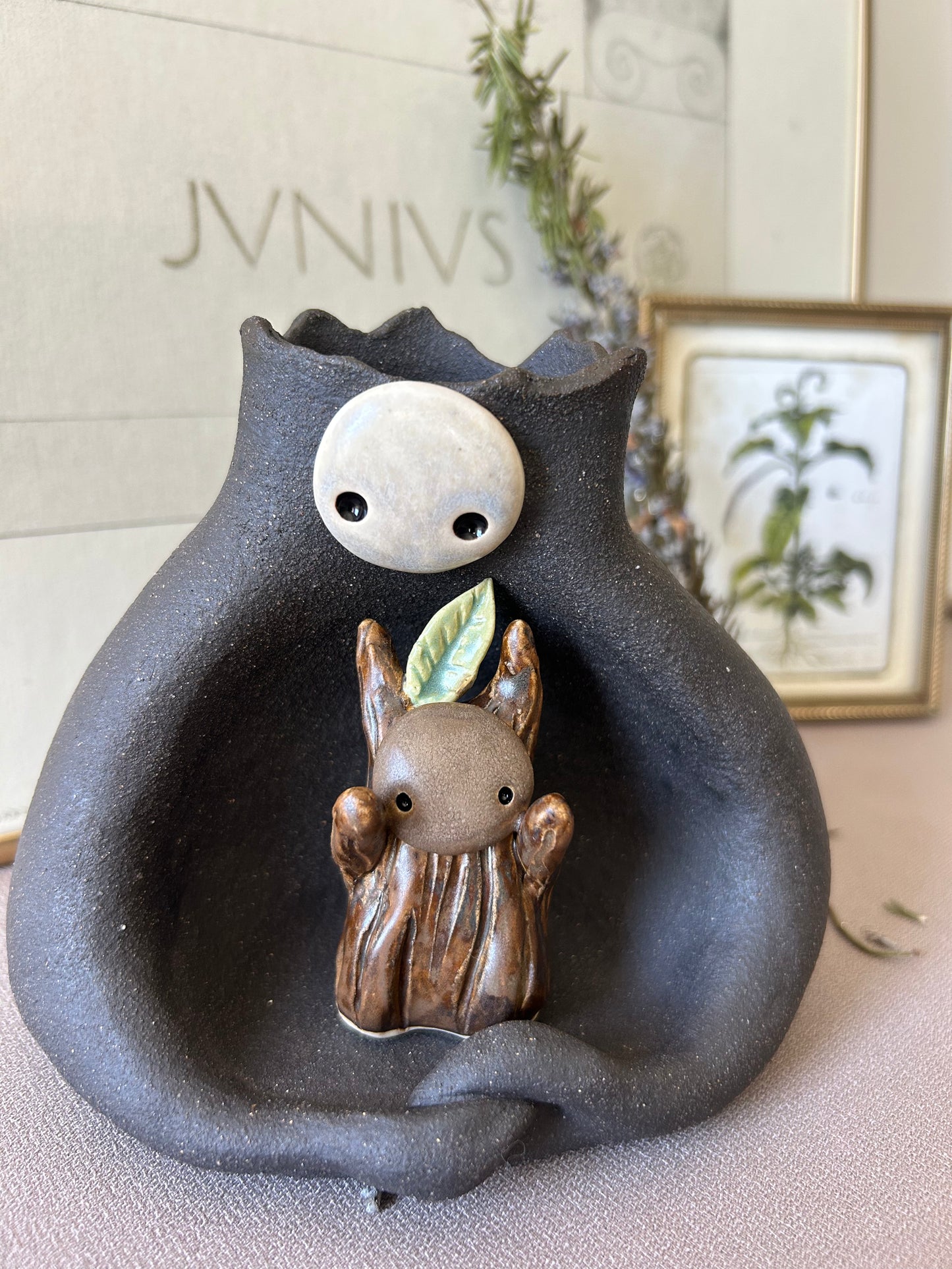 Moon Vase Charcoal Clay