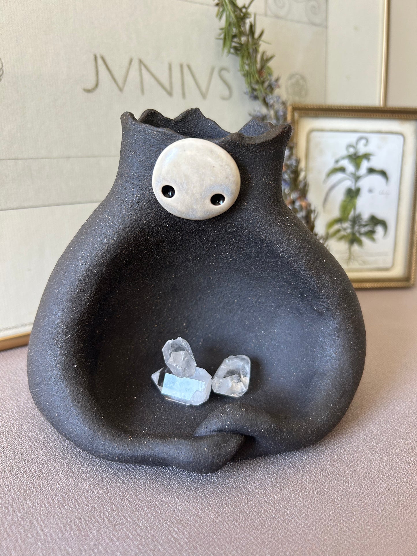 Moon Vase Charcoal Clay